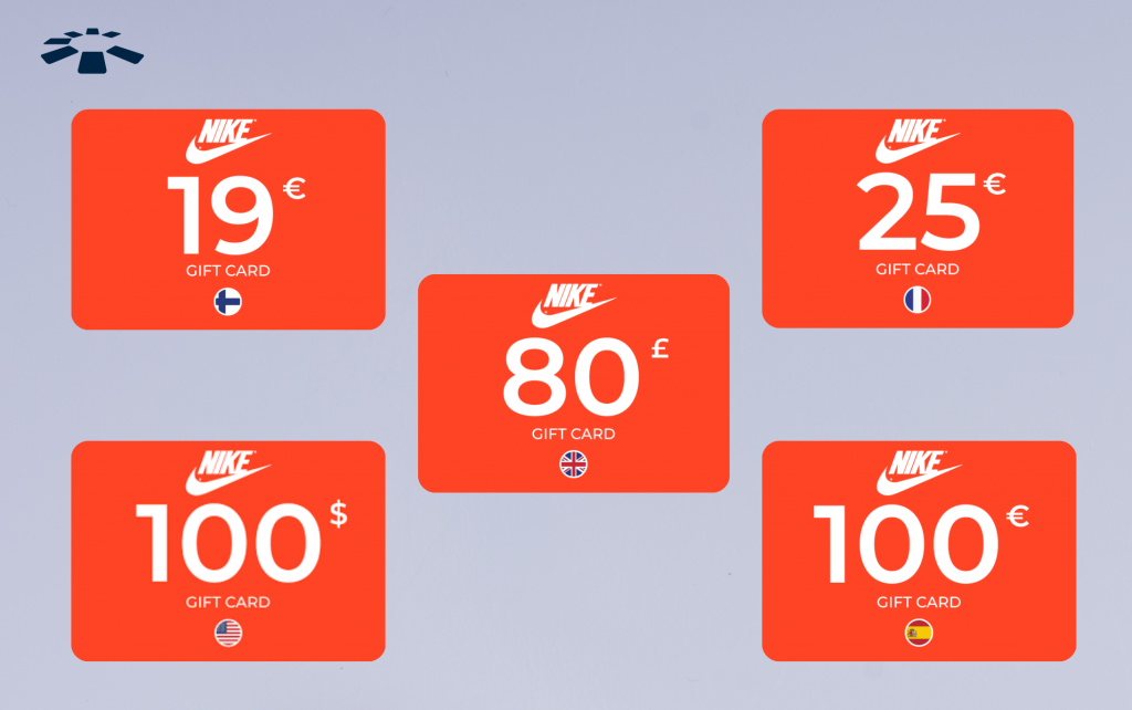 Nike gift card in different region