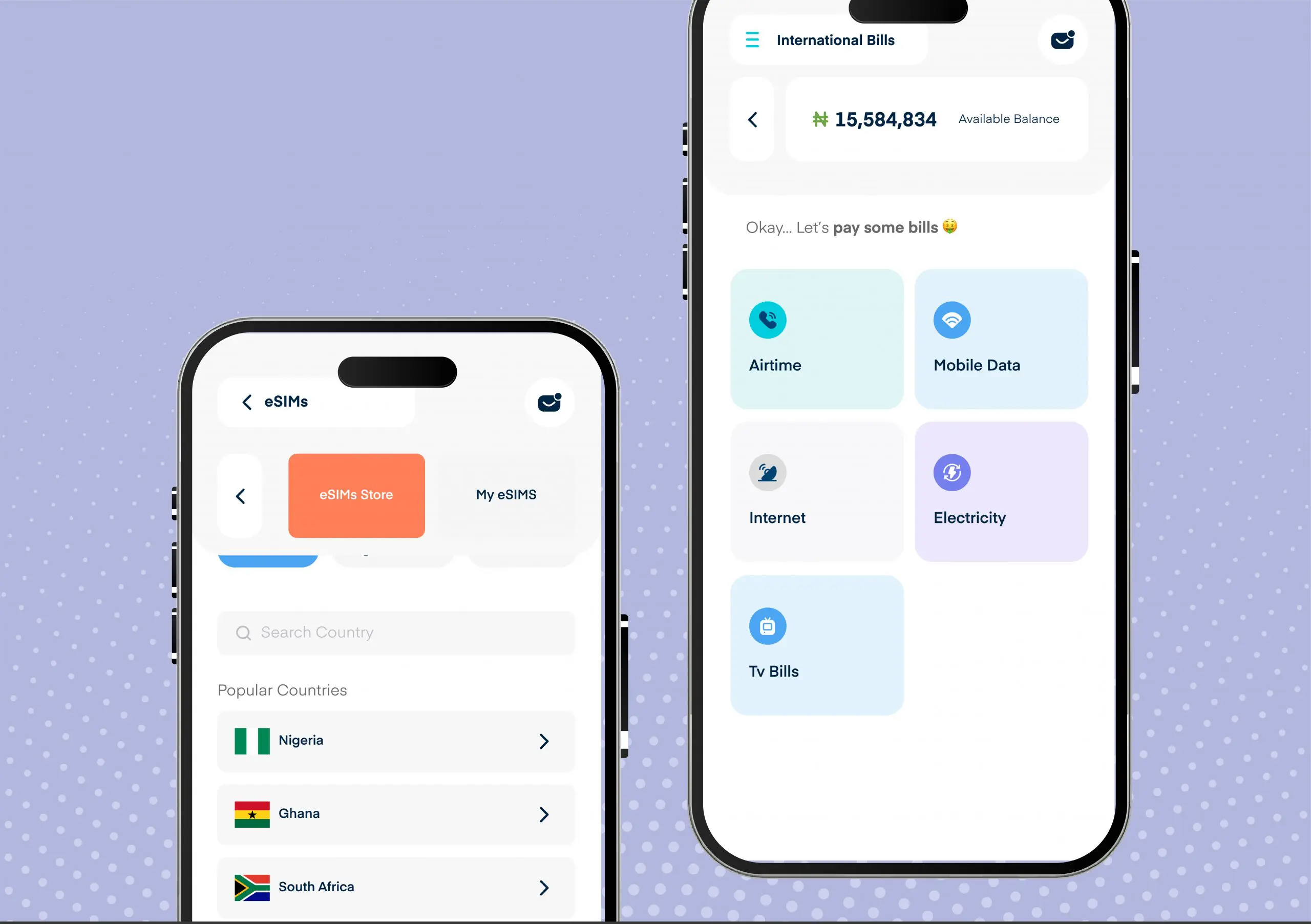 e sim and international bills