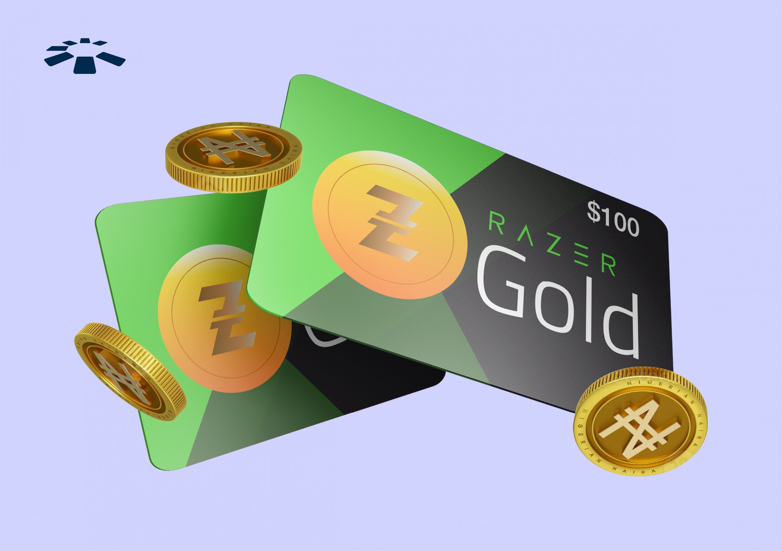 Razer Gold gift cards on display