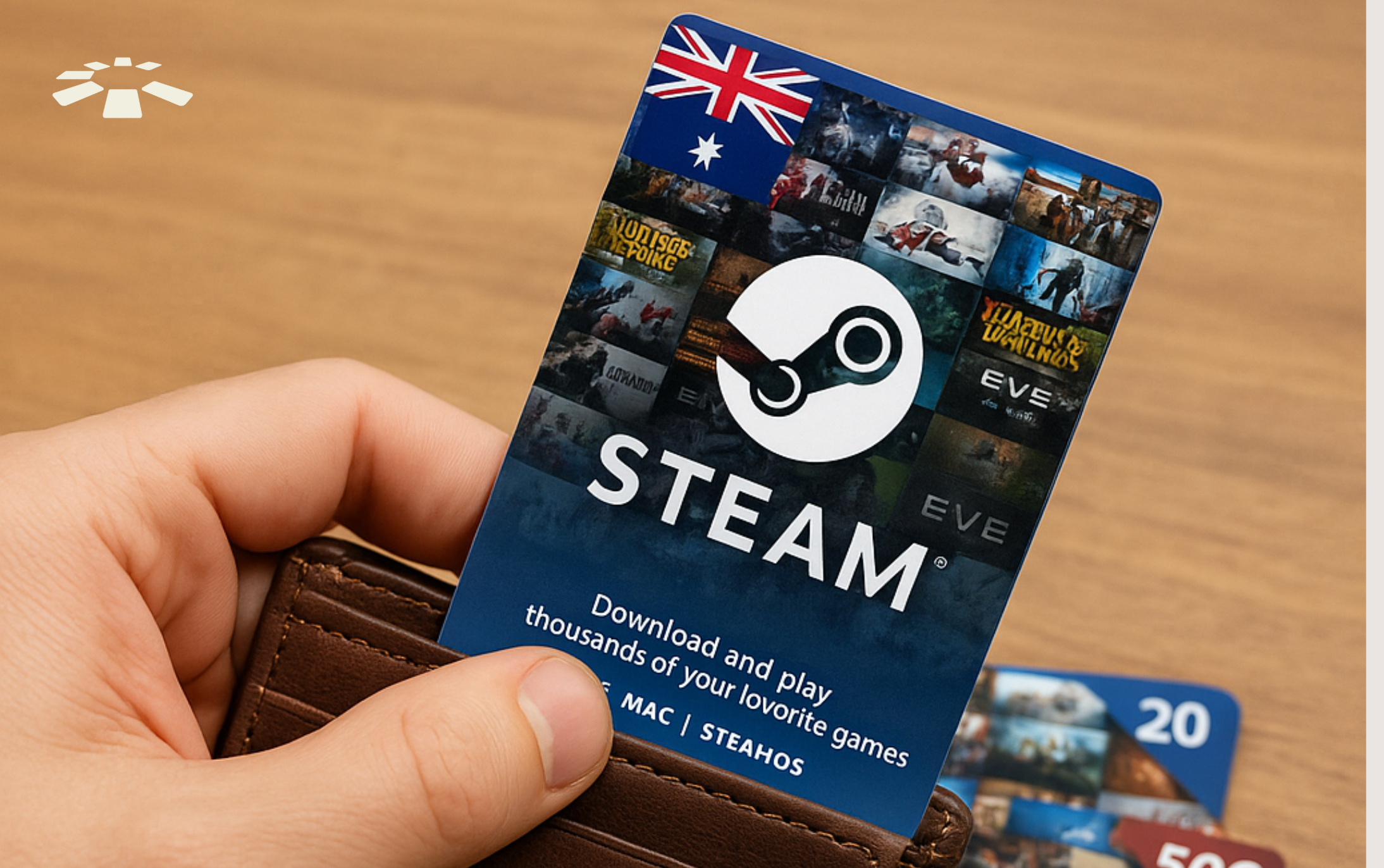 Person holding an Australian Steam gift card