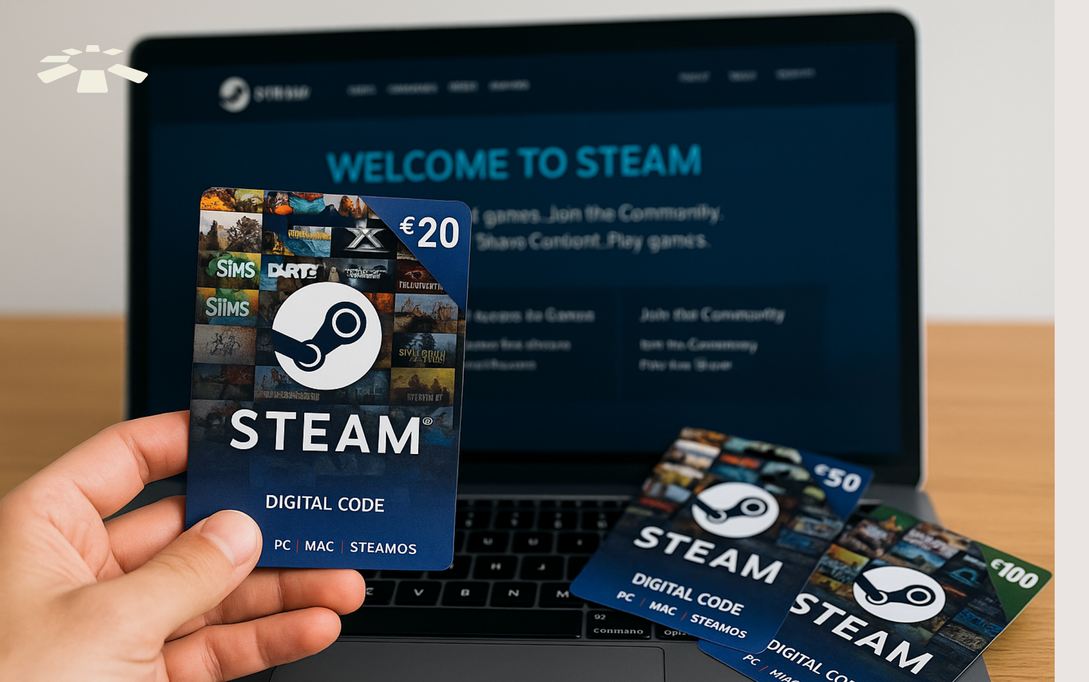 Euro Steam gift cards on display