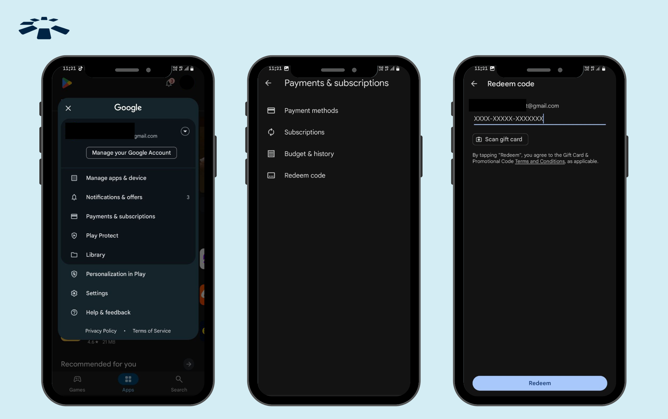 The "Payments & Subscriptions" interface on Google Play Store