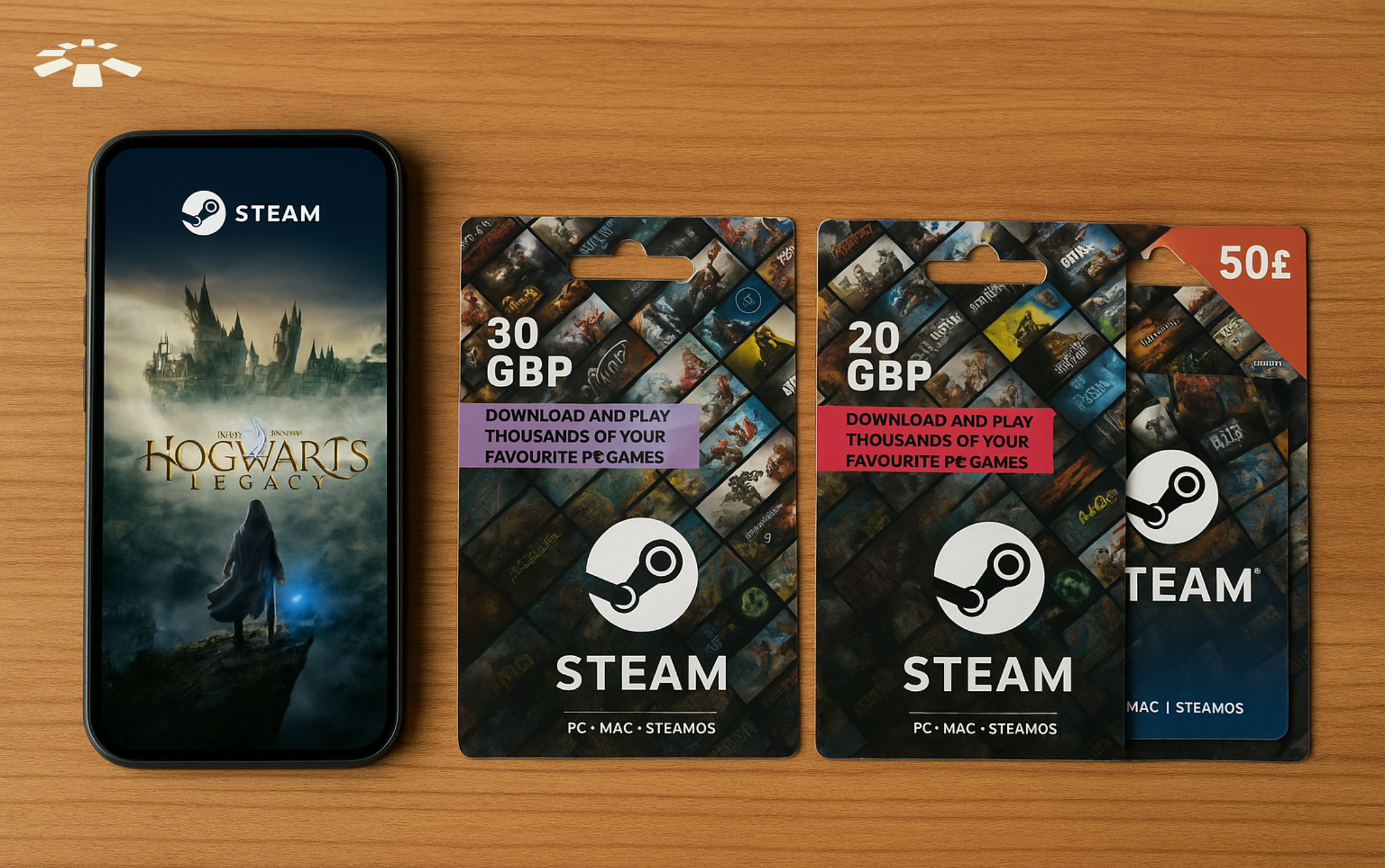 UK Steam gift cards on display
