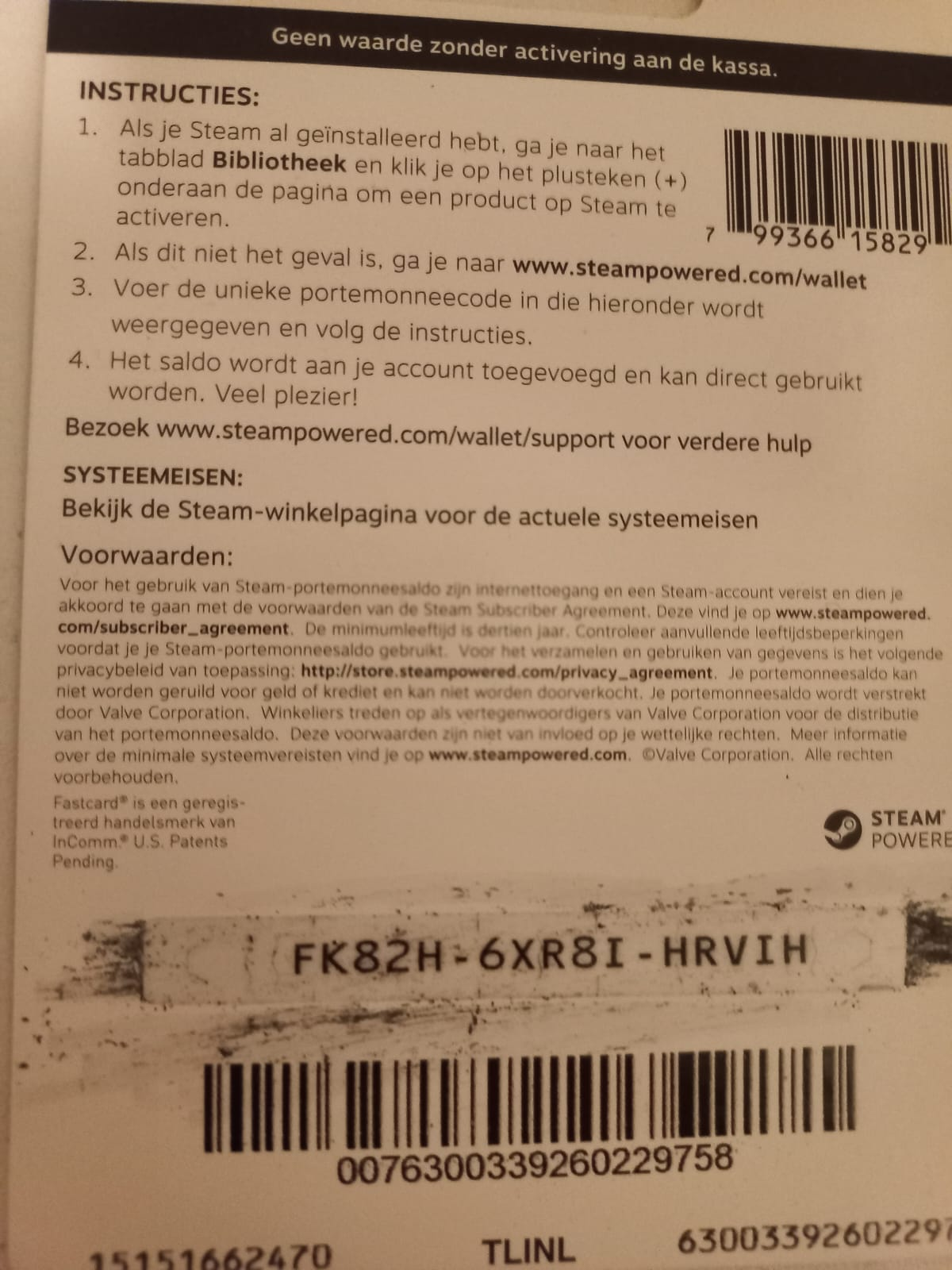 A Picture of a Physical Euro Steam Gift Card.