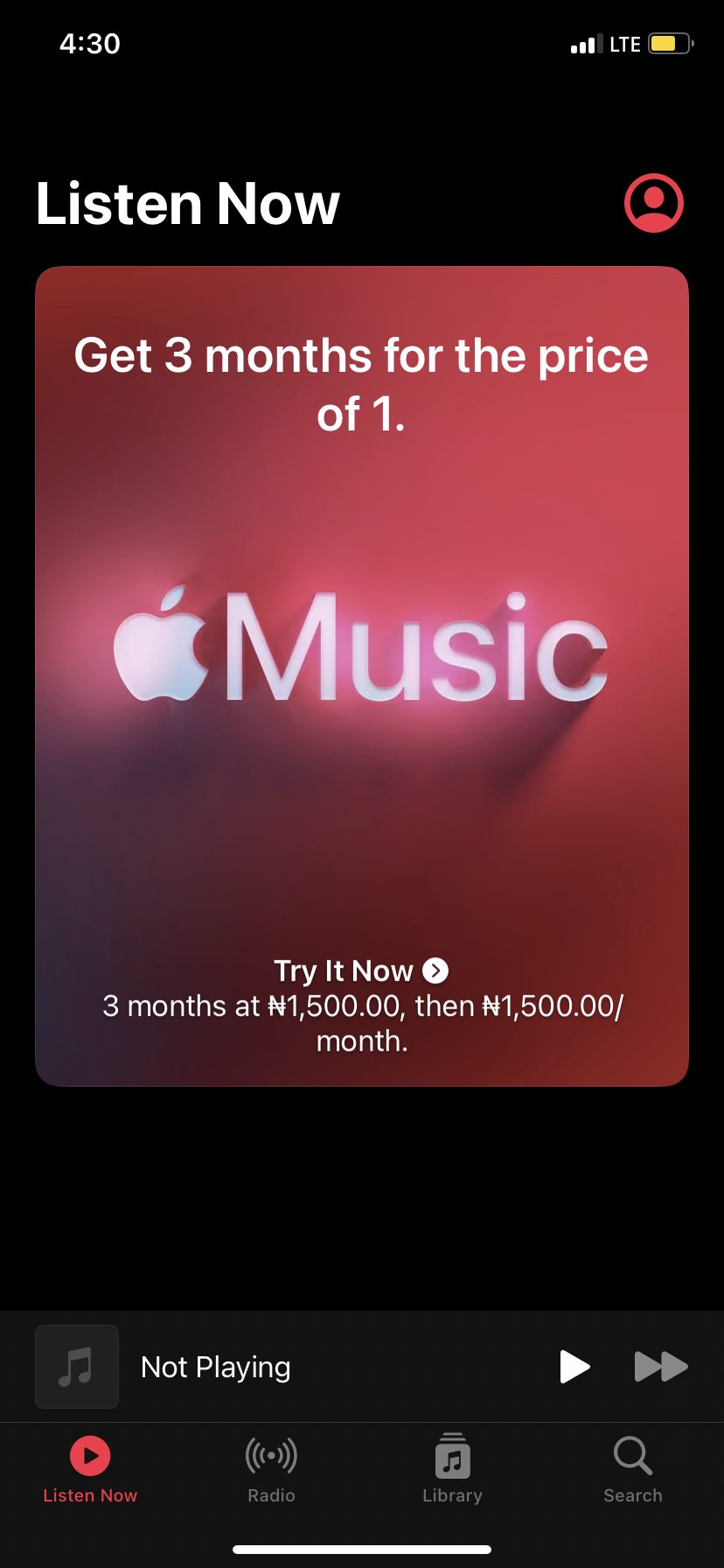 An image of the Apple Music App.