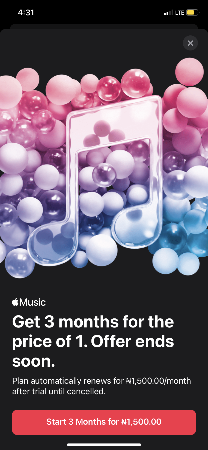 An image of the Apple Music App.