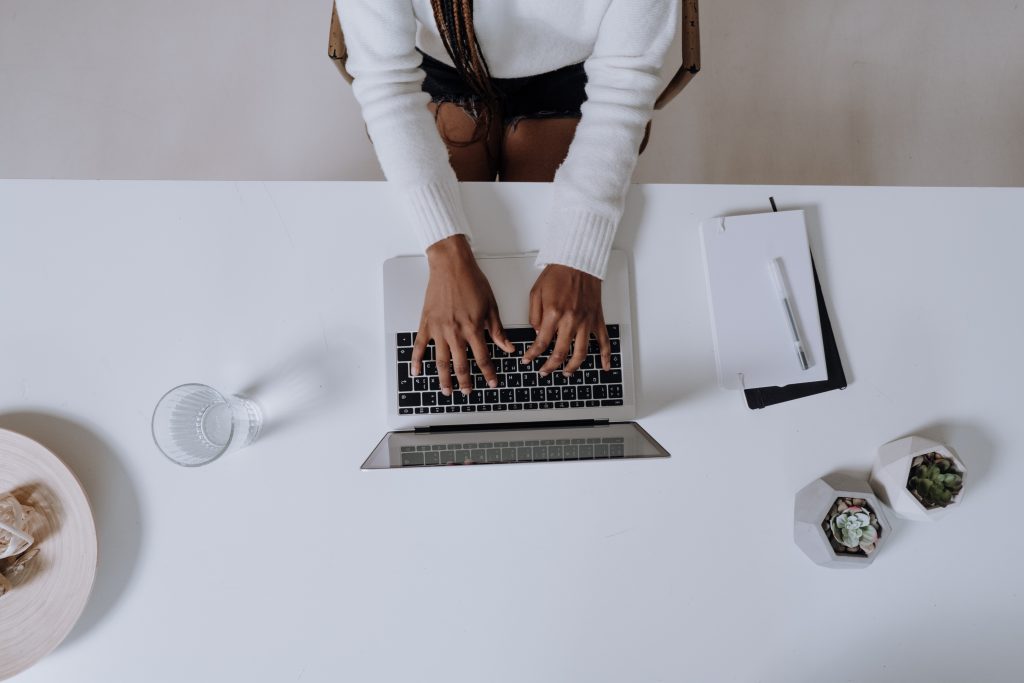 Lady on her PC.