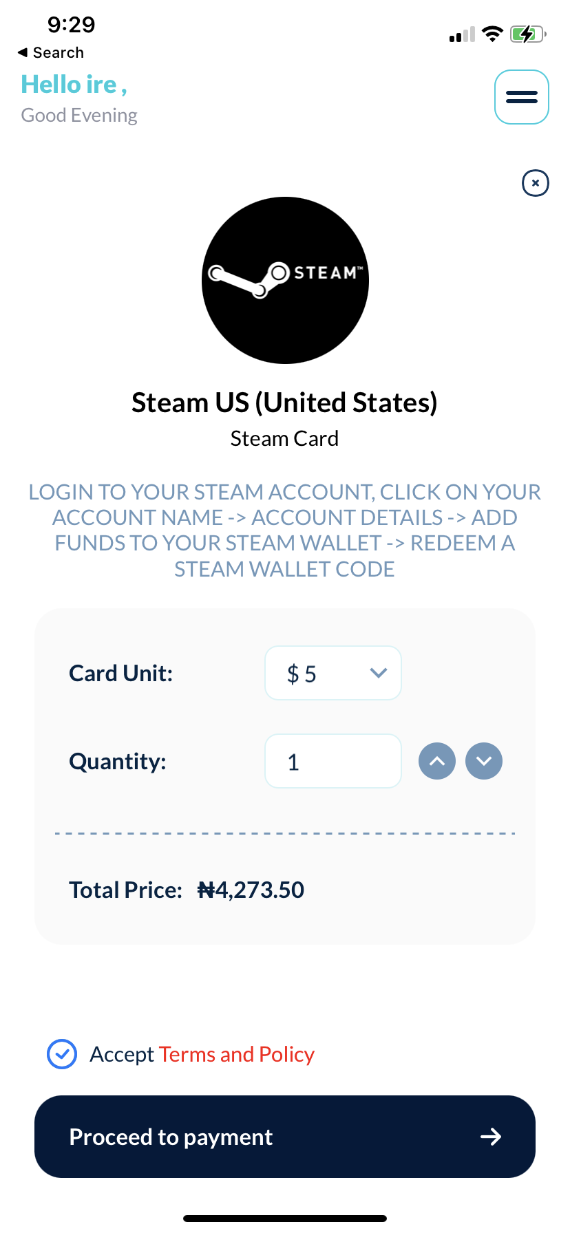 Steam gift deals card online