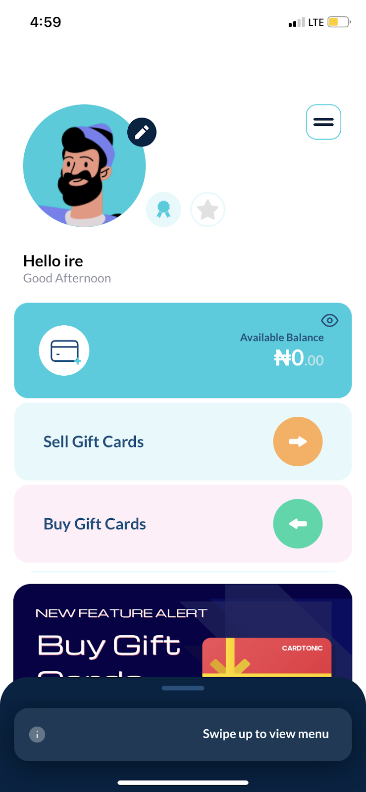 An image of the Cardtonic App. 