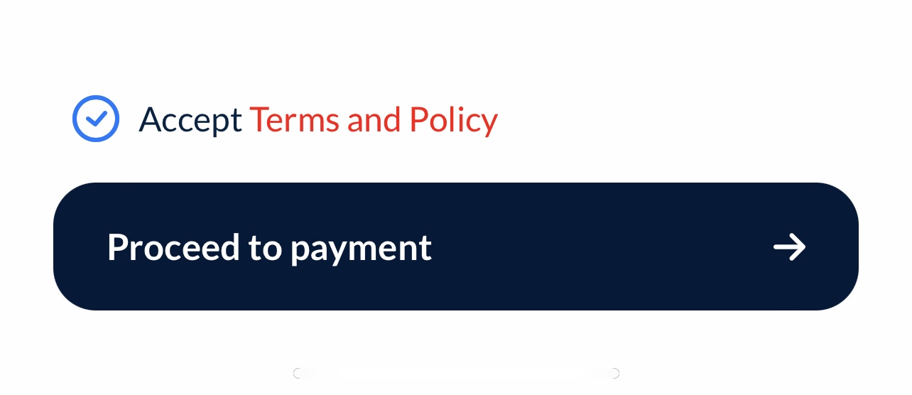An image of the proceed to payment page on the Cardtonic application.