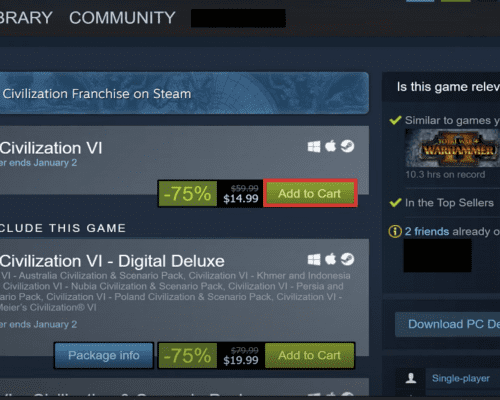 how to buy game on steam: step 1