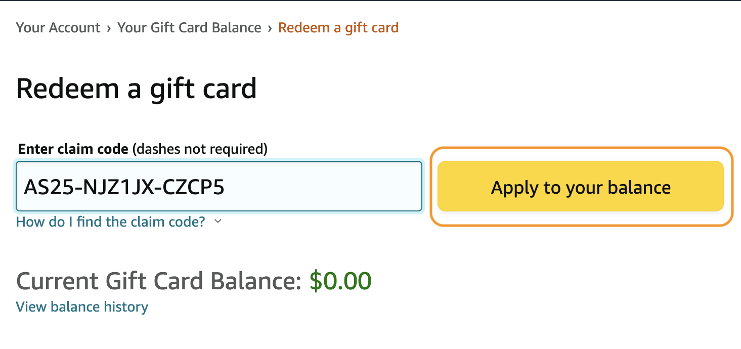 How To Redeem An Amazon Gift Card: Step 5