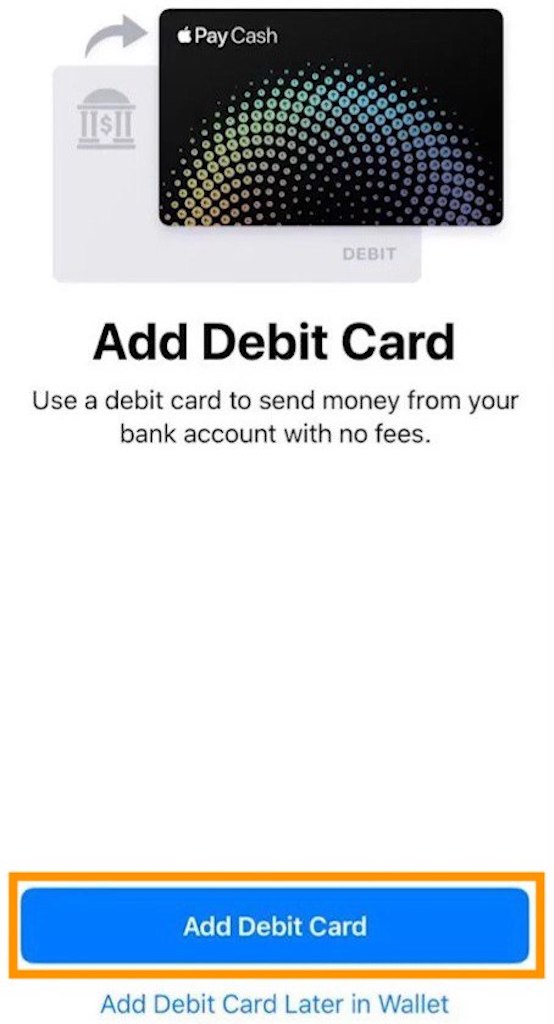 Apple wallet: Tap “Add Debit Card”