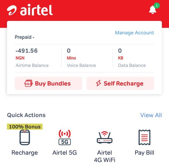 Check airtime & data balance on airtel app