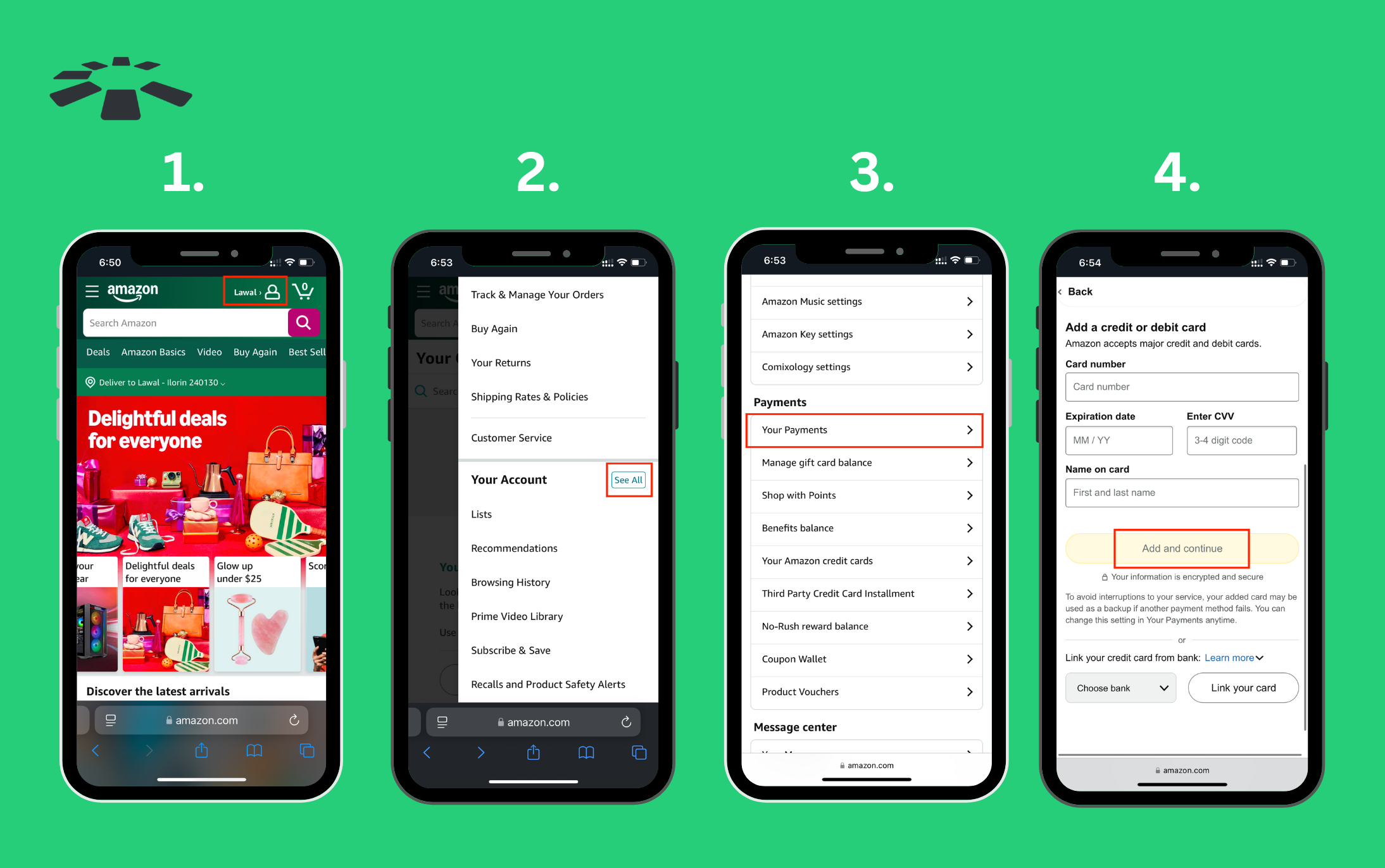 Link Vanilla gift card to amazon