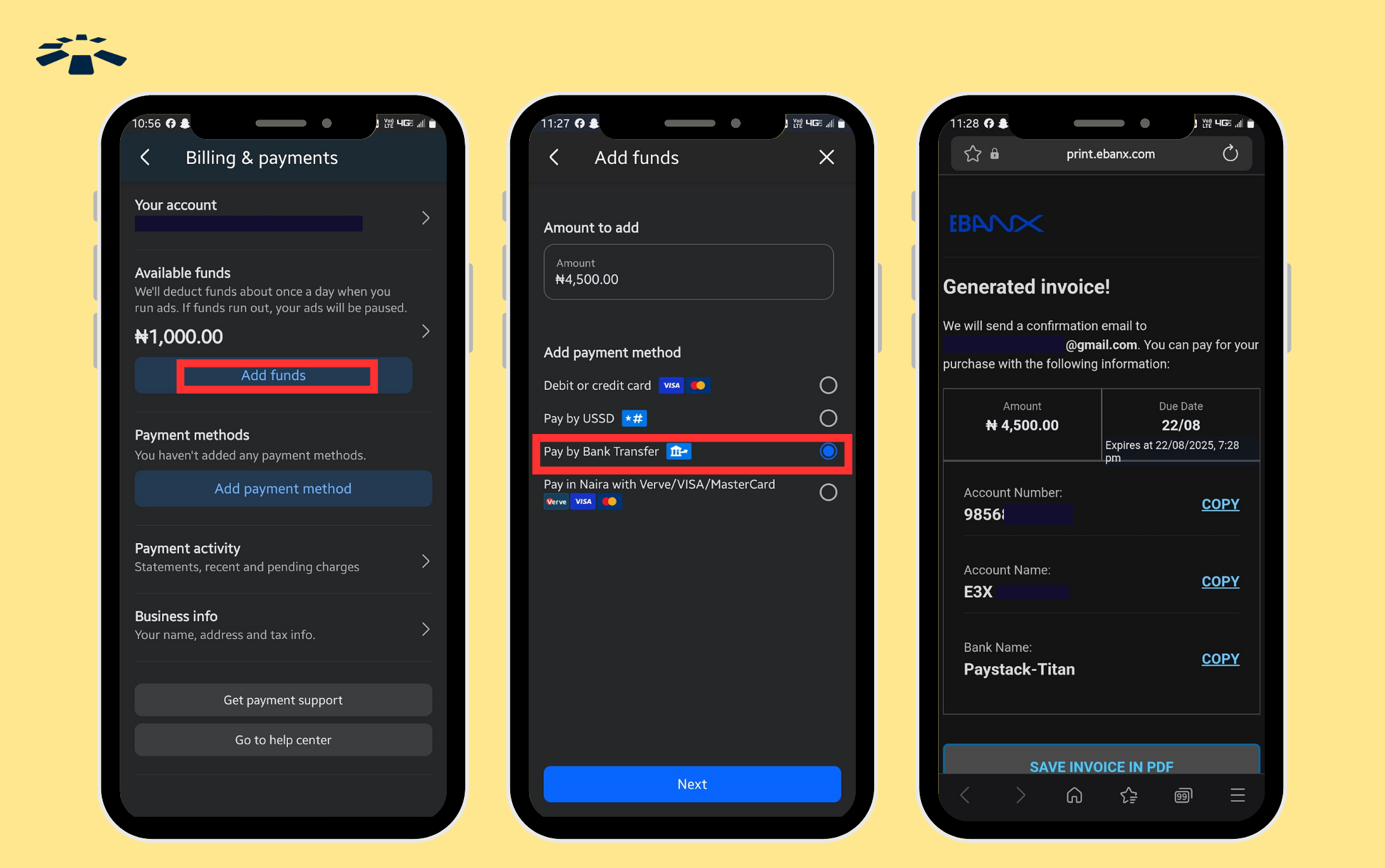 Pay with a bank transfer