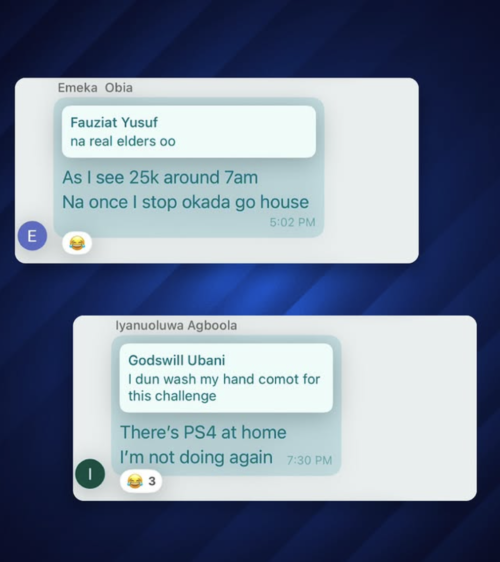 Chat of our 15K Step Challenge